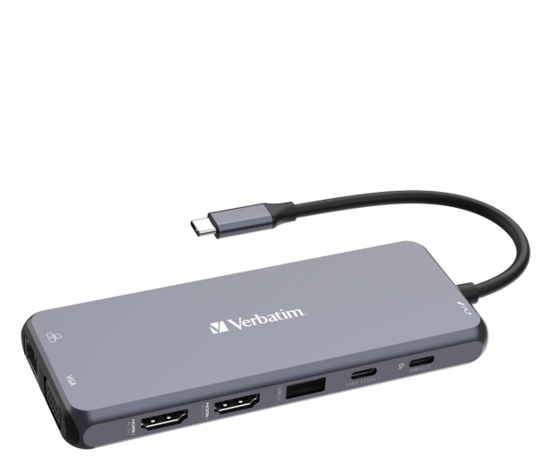 Verbatim USB-C - 3xUSB 3.2, USB-C PD, 2xHDMI, VGA, RJ45, Audio, SD - 1236407 - zdjęcie